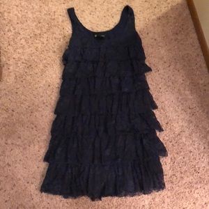 Blue, lace ruffle dress, size s